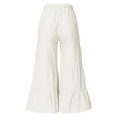 Casual Pants Loose Solid Color Elastic Waist Wide Leg Casual Pants